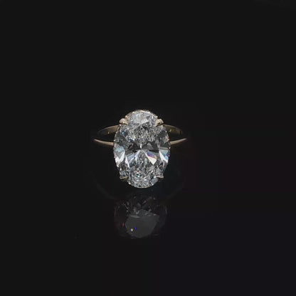 14k Gold Floating Bezel Hidden Halo 4.03 Carat Oval Lab-Grown Diamond Engagement Ring | F/VS1