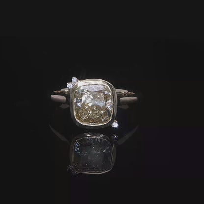 14k Gold Bezel Set 2.00 Carat Fancy Intense Yellow Cushion Lab-Grown Diamond Ring