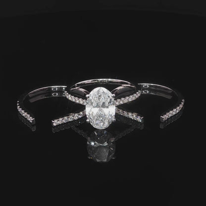 14k White Gold 2ct Oval Lab with Two Matching Wedding Band