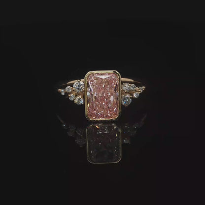 14k Gold Pink Radiant Lab Diamond Ring | 2.00tcw