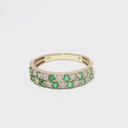 14k Gold Natural Diamond (0.77tcw) and Emerald (0.37 tcw) Ring