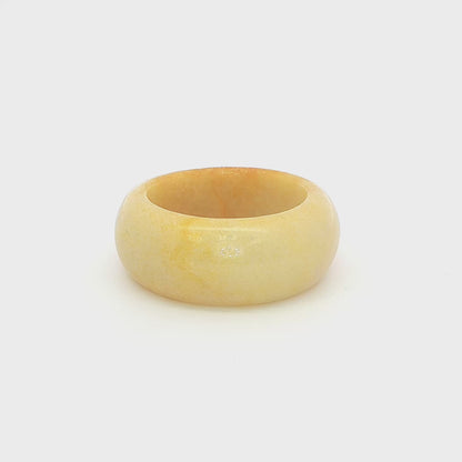 22mm A-Grade Natural Yellow White Jadeite Band