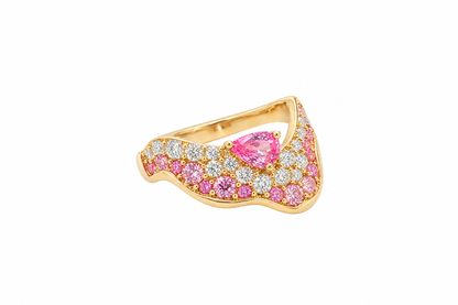 18k Gold Natural Diamond and Pink Sapphire Ring | 0.57tcw Diamonds | 0.98ctw Pink Sapphire