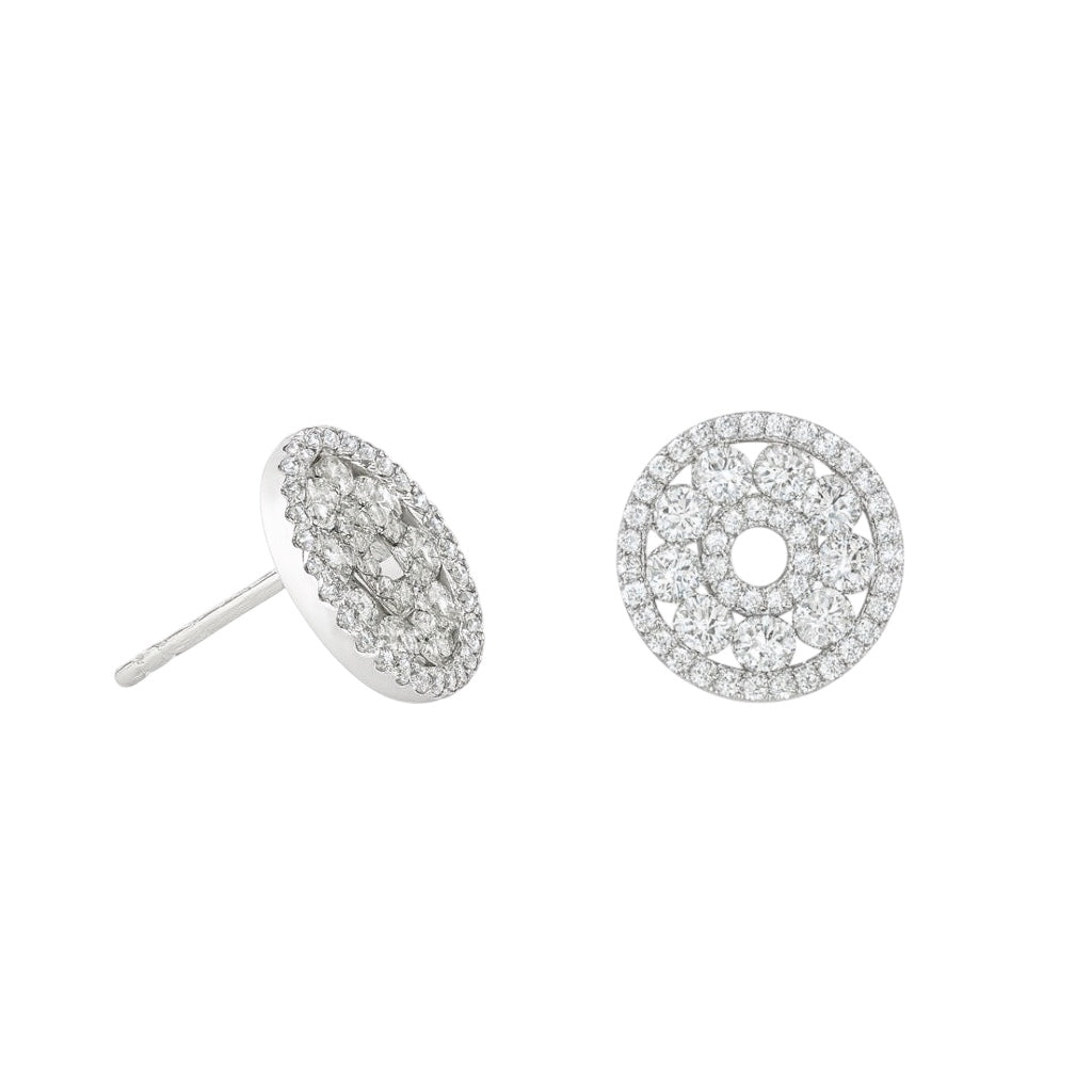Natural Diamond Circle Earrings in 14k White Gold, 1.59 t.c.w.