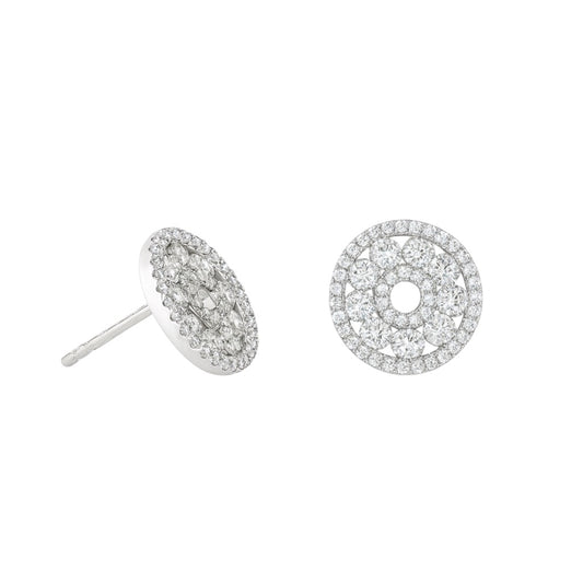 Natural Diamond Circle Earrings in 14k White Gold, 1.59 t.c.w.