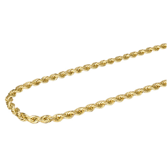 14k Solid Rope Chain Necklace | 3mm | 24"
