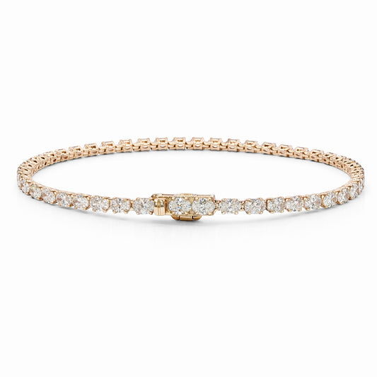 14k Gold Oval Lab Grown Diamond Tennis Bracelet 4.345 tcw | 7"