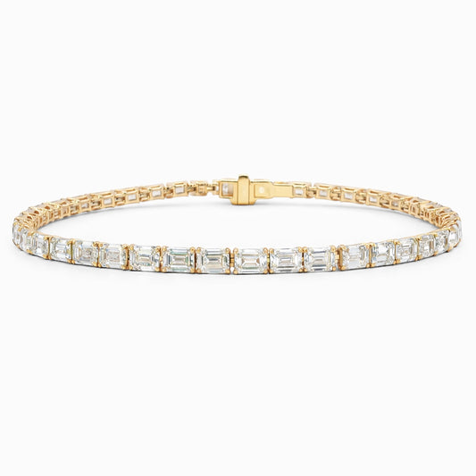 14k Gold Emerald Cut Lab Grown Diamond Tennis Bracelet 7" – Yellow or White 14K Gold