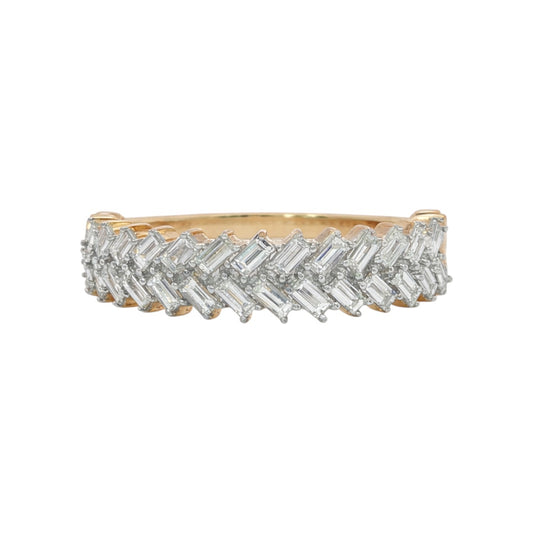 14k Gold Herringbone Half Eternity Band with Natural Diamonds (0.675 tcw)