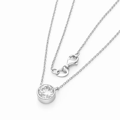 14k Gold 1ct Lab Diamond Bezel Set Necklace - 18"