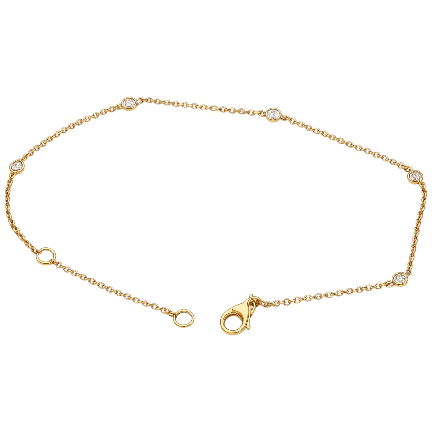 14k Gold Natural Diamond Station Bracelet (0.10 tcw) - 7"