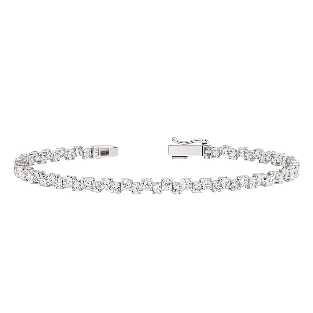 The Staggered Tennis Bracelet – 14K White Gold, 4.01 TCW, 7-Inch