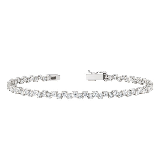The Staggered Tennis Bracelet – 14K White Gold, 4.01 TCW, 7-Inch