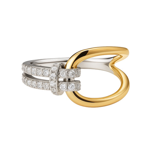 18k Gold Two Tone Slip Knot Ring (0.33 tcw)