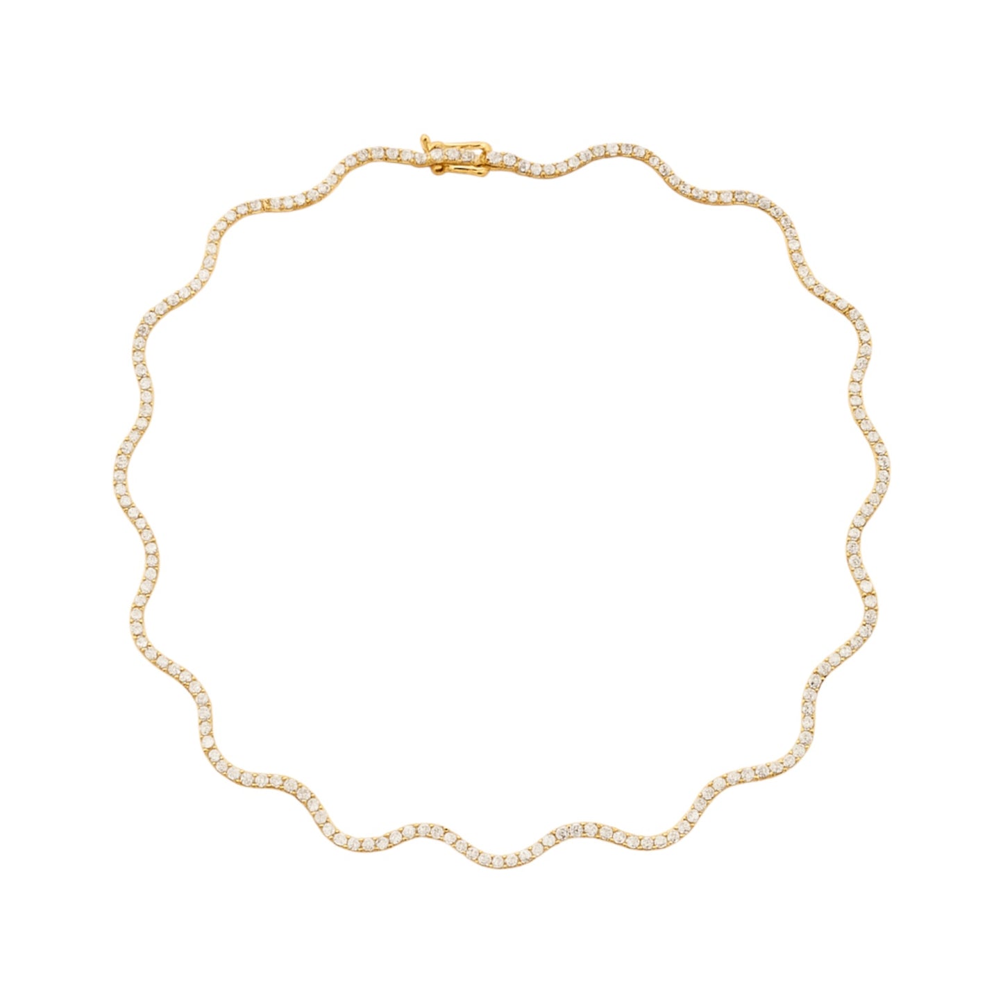 Wavy Lab-Grown Diamond Tennis Necklace – 7.0 tcw in 14k Yellow Gold (16")