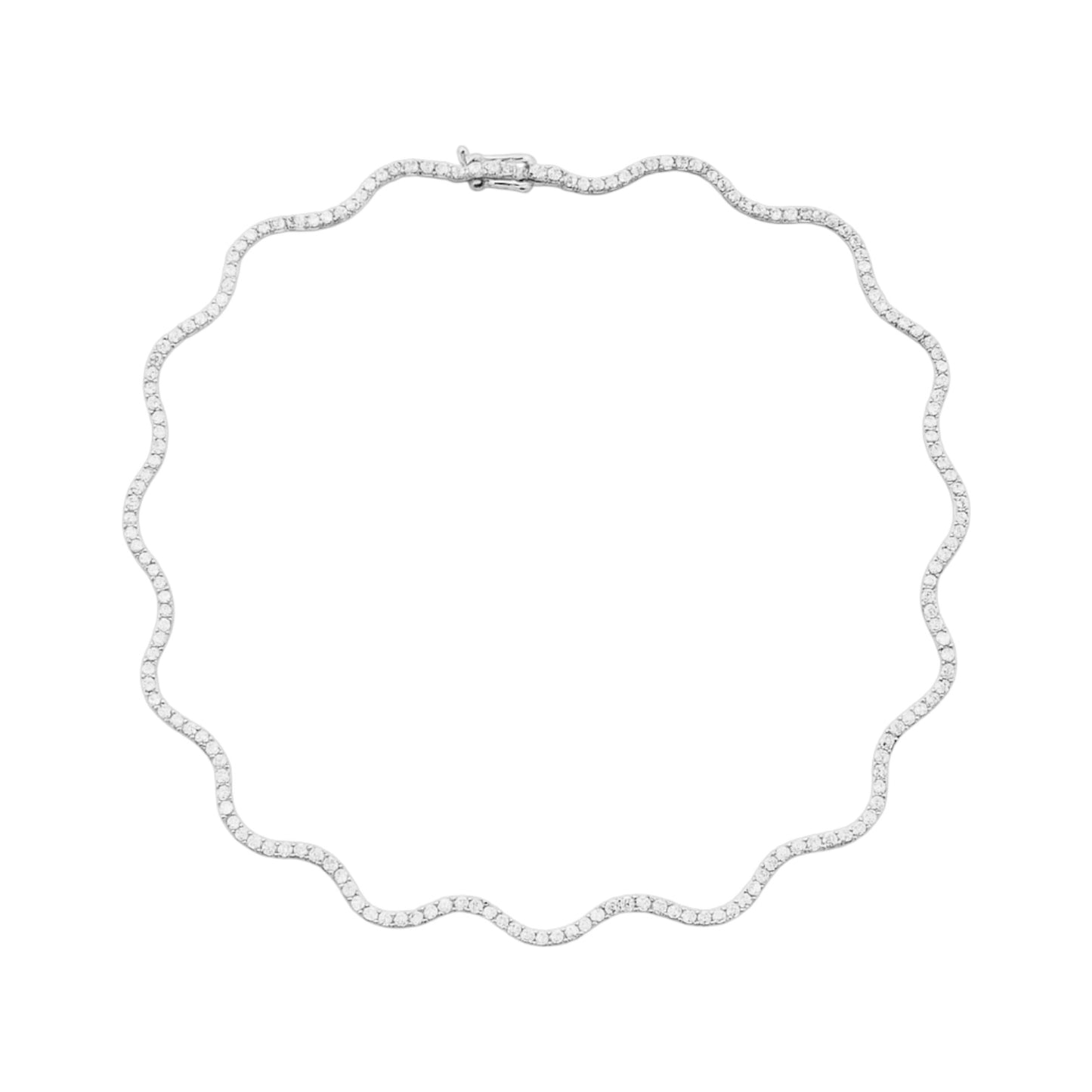 Wavy Lab-Grown Diamond Tennis Necklace – 7.0 tcw in 14k White Gold (16")