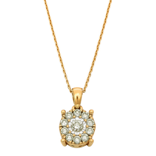 14k Gold Diamond Halo Pendant Necklace (0.75 tcw) 18"