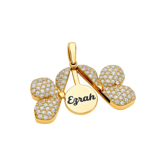 Hidden Message Flower Pendant – 14k Yellow or Rose Gold Lab Diamond| Custom Engraving Inside