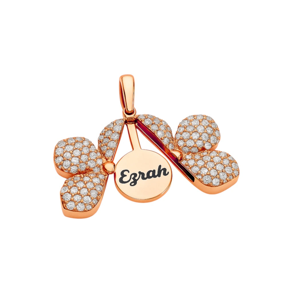 Hidden Message Flower Pendant – 14k Yellow or Rose Gold Lab Diamond| Custom Engraving Inside