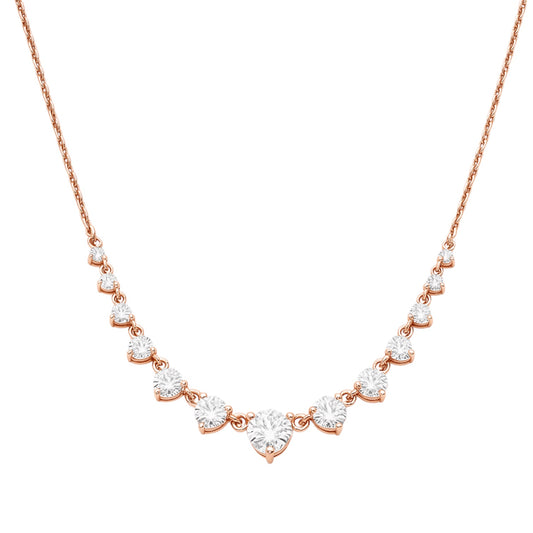 1 Carat Lab Grown Diamond Graduated Necklace in 14k Rose Gold - 17"