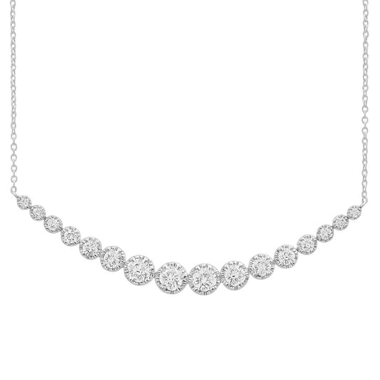 10k White Gold with Graduated Lab Diamond Pendant Necklace (0.46 tcw)