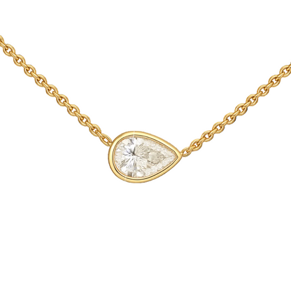 18k Gold Bezel Set Pear Pendant Necklace – 18"