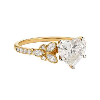 14k Gold 3ct Lab Diamond Heart Cut Engagement Ring