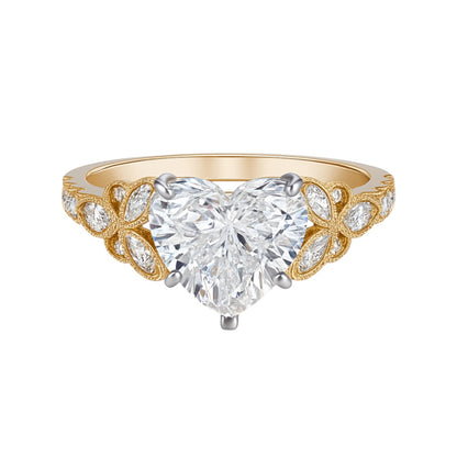 14k Gold 3ct Lab Diamond Heart Cut Engagement Ring