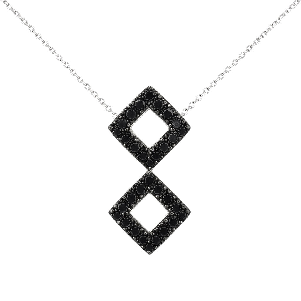 Black Diamond Square Pendant in Black Rhodium 18k White Gold, 18” Chain (0.33tcw)