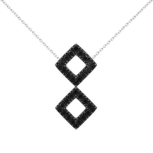 Black Diamond Square Pendant in Black Rhodium 18k White Gold, 18” Chain (0.33tcw)