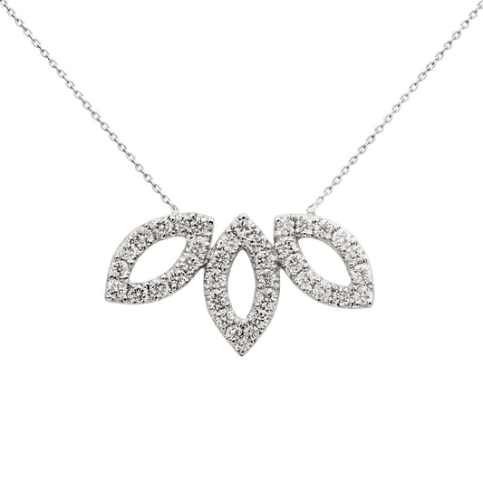 18k White Gold and Natural Diamond Lotus Pendant Necklace (0.375 tcw)