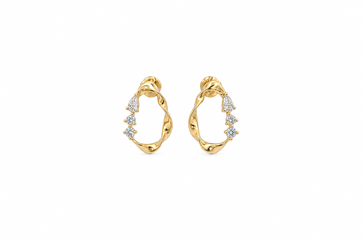 18k Gold Natural Diamond Pear Stud Earrings | 0.144tcw