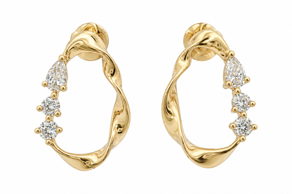 18k Gold Natural Diamond Pear Stud Earrings | 0.144tcw