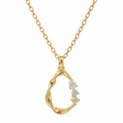 18k Gold Natural Diamond Pear Pendant Necklace | 16–18"