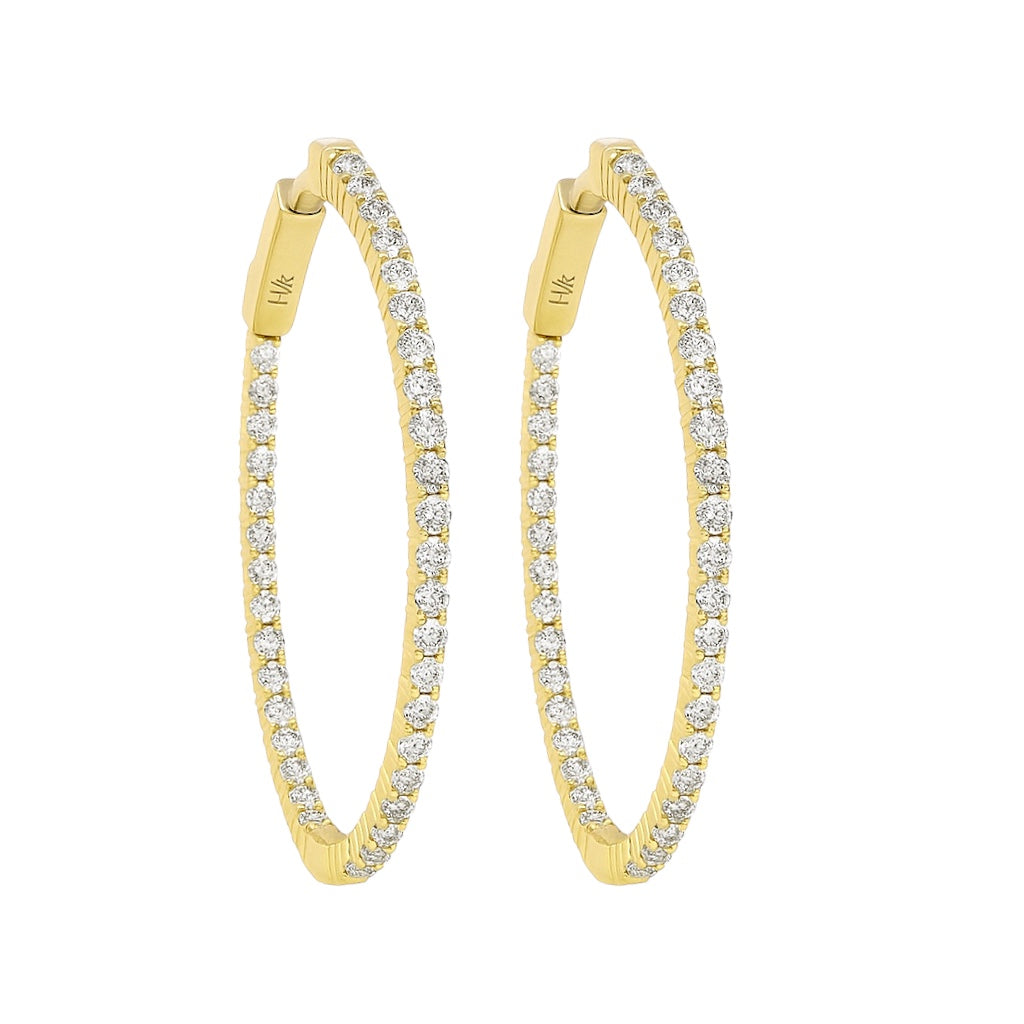 14k Gold Oval Inside-Out Hoop Earrings with Lab Grown Diamonds (1.10 t.c.w.)
