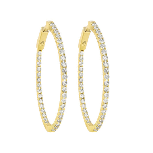 14k Gold Oval Inside-Out Hoop Earrings with Lab Grown Diamonds (1.10 t.c.w.)