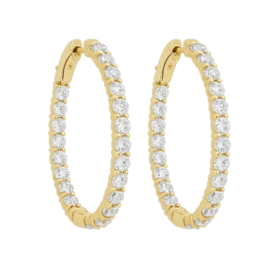 14k Gold Oval Inside-Out Hoop Earrings with Lab Grown Diamonds (2.18 t.c.w.)