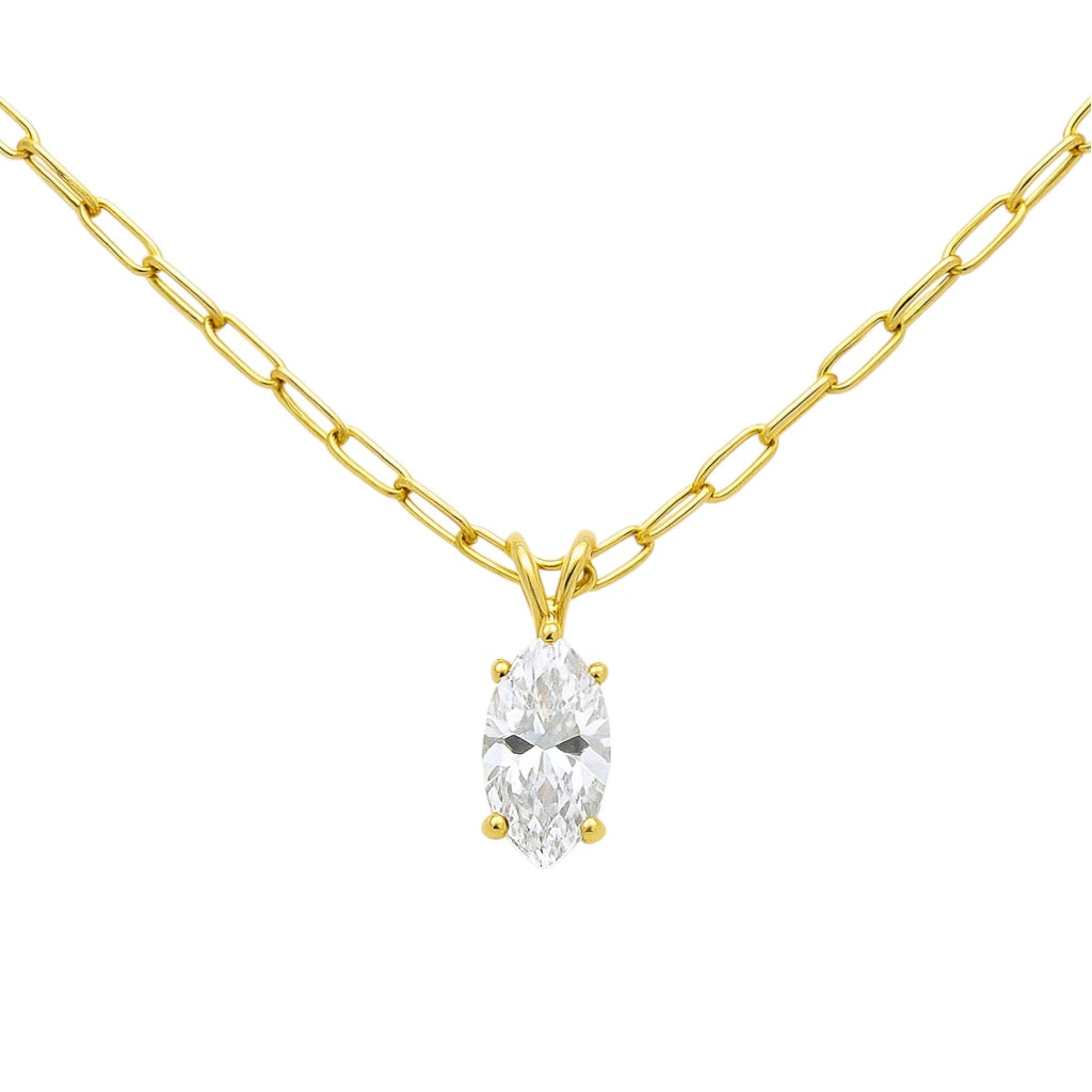 14k Gold Marquise Cut Lab Grown Diamond Solitaire Pendant (2.04 tcw)