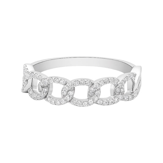 14k White Gold and Natural Diamond Chain Link Band (0.25 tcw)