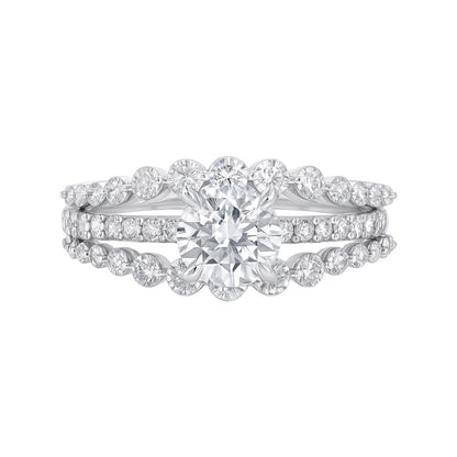 14k White Gold and Natural Diamond Cluster Ring w/ Enhancer (1.018 tcw)