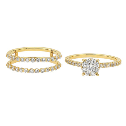 14k Gold and Natural Diamond Cluster Ring w/ Enhancer (0.89 tcw)