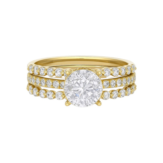 14k Gold and Natural Diamond Cluster Ring w/ Enhancer (0.89 tcw)