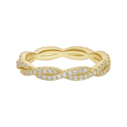 14k Gold and Natural Diamond Twist Eternity Band (0.61 tcw)