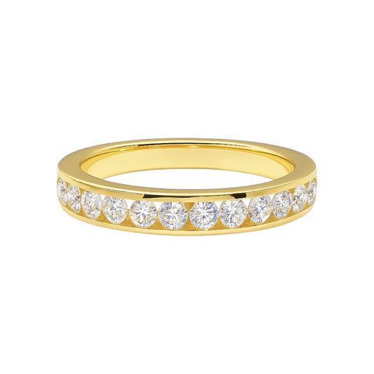 14k Gold and Natural Diamond Channel Set Half Eternity Band (0.70 tcw)