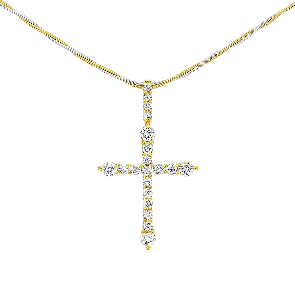 10k Yellow Gold Natural Diamond Cross Pendant (1.14 tcw)