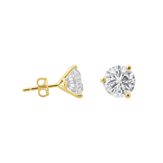 14k Gold Martini Studs w/ Lab Grown Diamond (3.14 tcw)