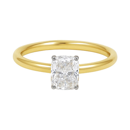 14k Gold 1ct Lab Grown Cushion Cut Solitaire Engagement Ring