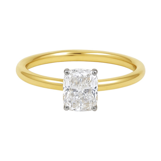 14k Gold 1ct Lab Grown Cushion Cut Solitaire Engagement Ring