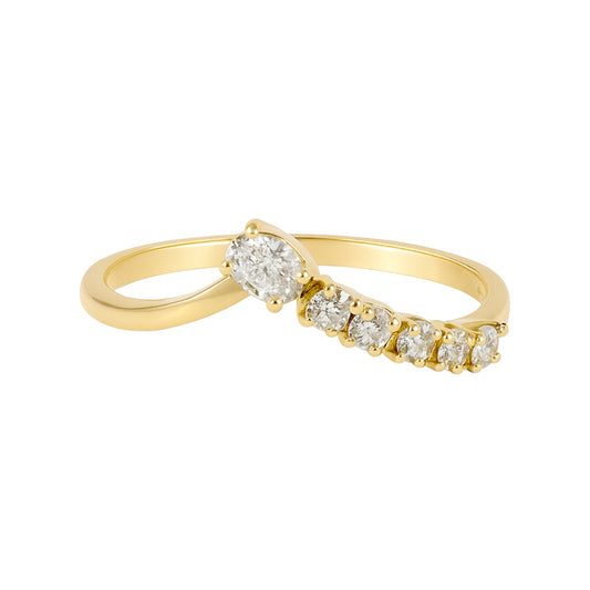 14k Gold with Graduating Natural Diamond Band (0.22 tcw)