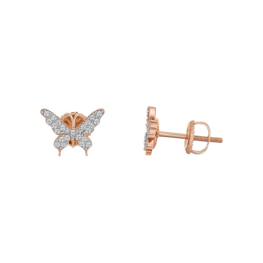 14k Rose Gold and Natural Diamond Butterfly Earrings (0.45tcw)